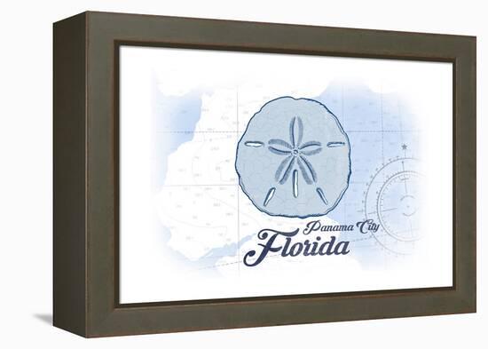 Panama City, Florida - Sand Dollar - Blue - Coastal Icon-Lantern Press-Framed Stretched Canvas