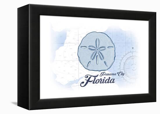 Panama City, Florida - Sand Dollar - Blue - Coastal Icon-Lantern Press-Framed Stretched Canvas