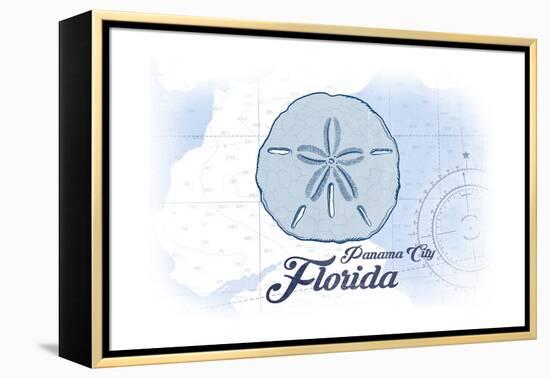 Panama City, Florida - Sand Dollar - Blue - Coastal Icon-Lantern Press-Framed Stretched Canvas