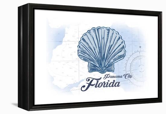 Panama City, Florida - Scallop Shell - Blue - Coastal Icon-Lantern Press-Framed Stretched Canvas