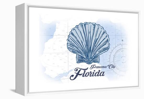 Panama City, Florida - Scallop Shell - Blue - Coastal Icon-Lantern Press-Framed Stretched Canvas