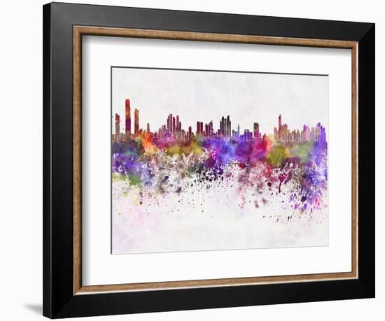 Panama City Skyline in Watercolor Background-paulrommer-Framed Art Print