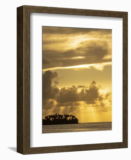 Panama, Golfo de San Blas. Guna Yala Autonomous Region, island with palm trees at sunset.-Merrill Images-Framed Photographic Print