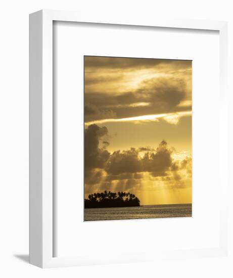 Panama, Golfo de San Blas. Guna Yala Autonomous Region, island with palm trees at sunset.-Merrill Images-Framed Photographic Print