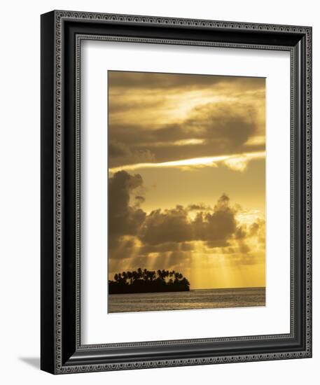 Panama, Golfo de San Blas. Guna Yala Autonomous Region, island with palm trees at sunset.-Merrill Images-Framed Photographic Print