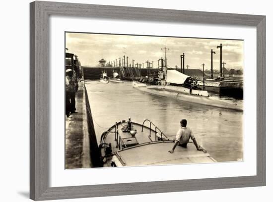 Panama Kanal, Gatun Locks, Deutsche U Boote-null-Framed Giclee Print