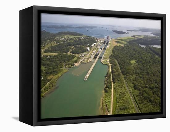 Panama, Panama Canal, Container Ships in Gatun Locks-Jane Sweeney-Framed Premier Image Canvas