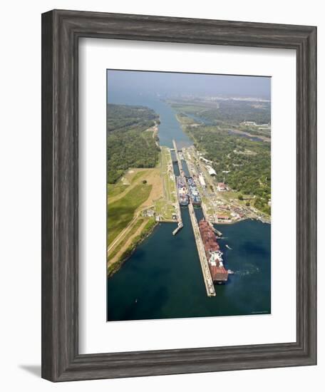 Panama, Panama Canal, Container Ships in Gatun Locks-Jane Sweeney-Framed Photographic Print