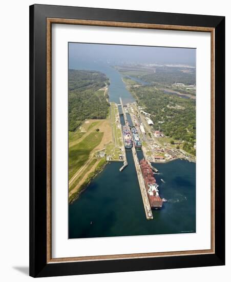 Panama, Panama Canal, Container Ships in Gatun Locks-Jane Sweeney-Framed Photographic Print