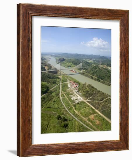 Panama, Panama City, the Panama Canal, Tanker Sailing under Centenario Bridge-Jane Sweeney-Framed Photographic Print