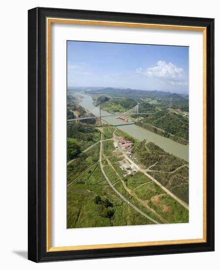 Panama, Panama City, the Panama Canal, Tanker Sailing under Centenario Bridge-Jane Sweeney-Framed Photographic Print