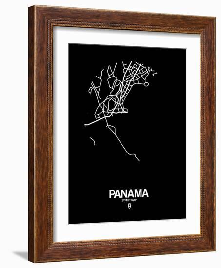 Panama Street Map Black-NaxArt-Framed Art Print