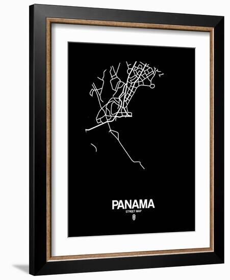 Panama Street Map Black-NaxArt-Framed Art Print