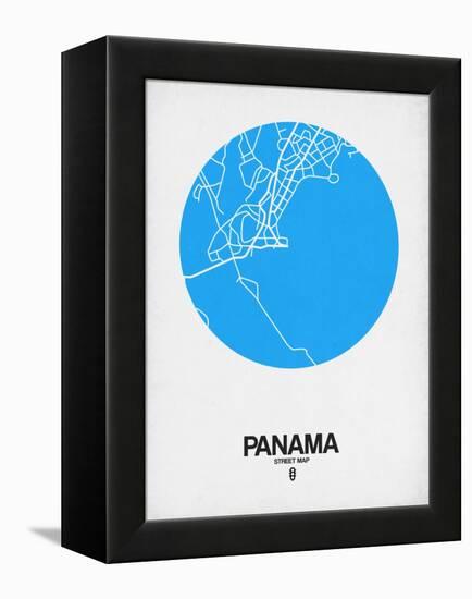Panama Street Map Blue-NaxArt-Framed Stretched Canvas