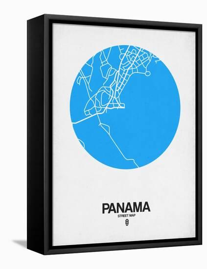 Panama Street Map Blue-NaxArt-Framed Stretched Canvas