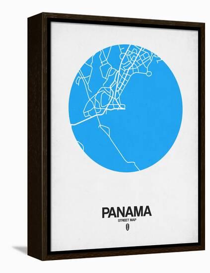 Panama Street Map Blue-NaxArt-Framed Stretched Canvas