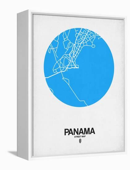 Panama Street Map Blue-NaxArt-Framed Stretched Canvas