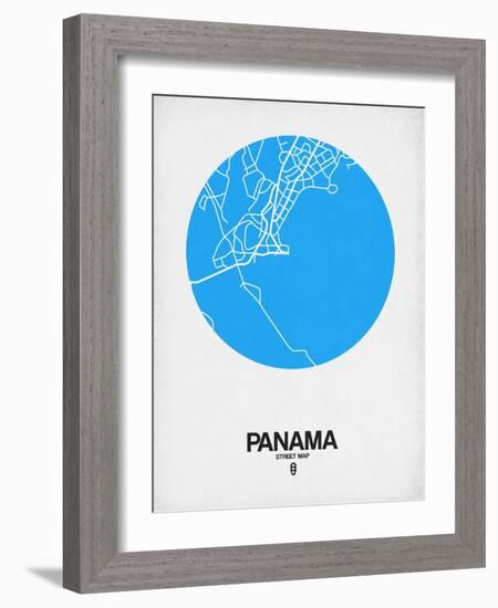 Panama Street Map Blue-NaxArt-Framed Art Print