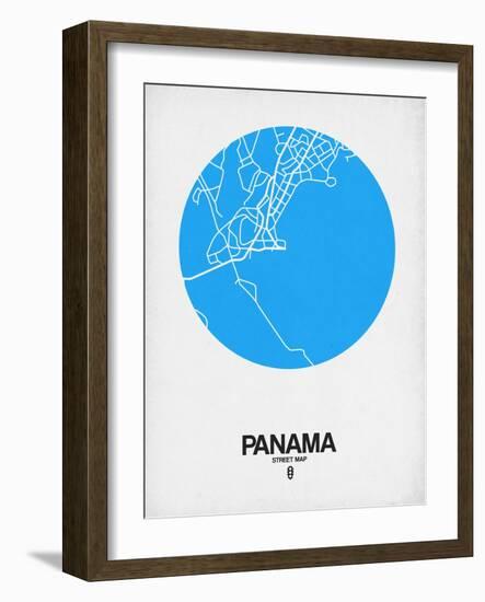 Panama Street Map Blue-NaxArt-Framed Art Print