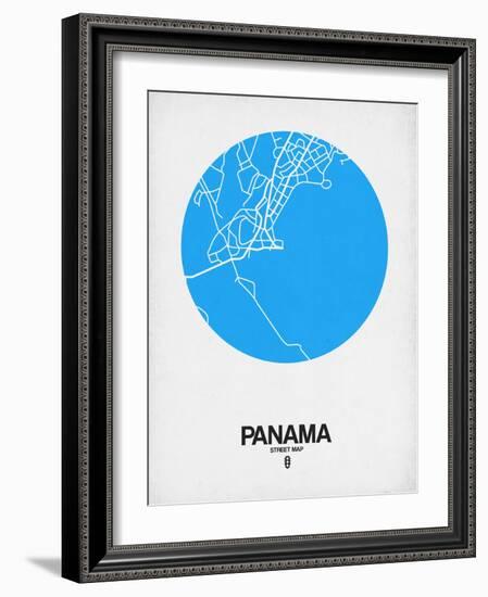 Panama Street Map Blue-NaxArt-Framed Art Print