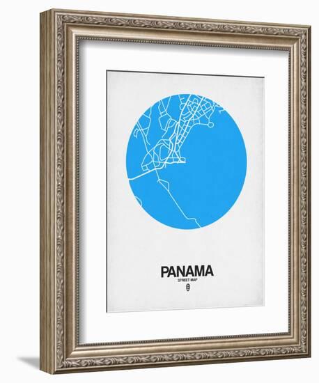 Panama Street Map Blue-NaxArt-Framed Art Print