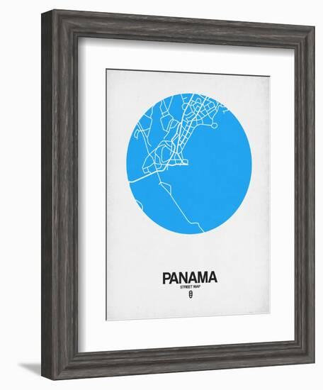 Panama Street Map Blue-NaxArt-Framed Art Print