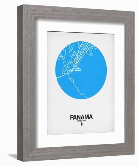 Panama Street Map Blue-NaxArt-Framed Art Print