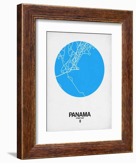 Panama Street Map Blue-NaxArt-Framed Art Print