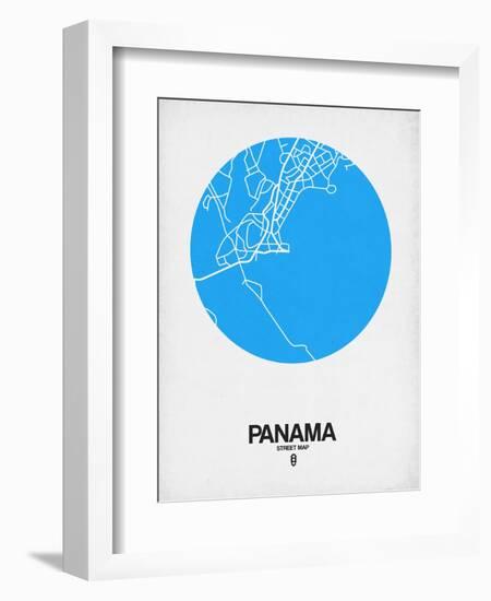 Panama Street Map Blue-NaxArt-Framed Art Print