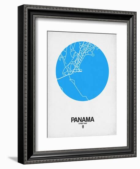 Panama Street Map Blue-NaxArt-Framed Art Print