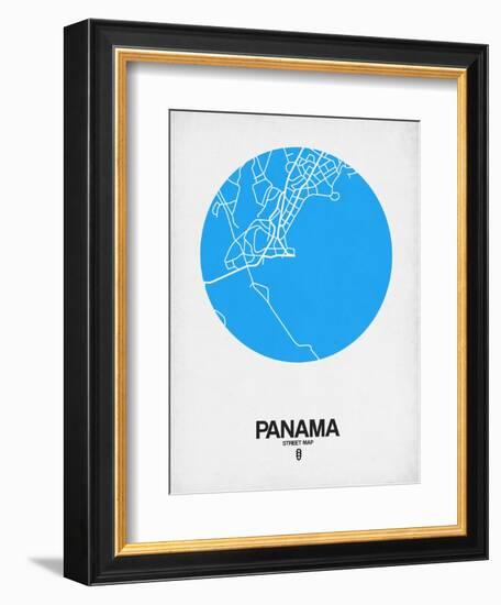 Panama Street Map Blue-NaxArt-Framed Art Print