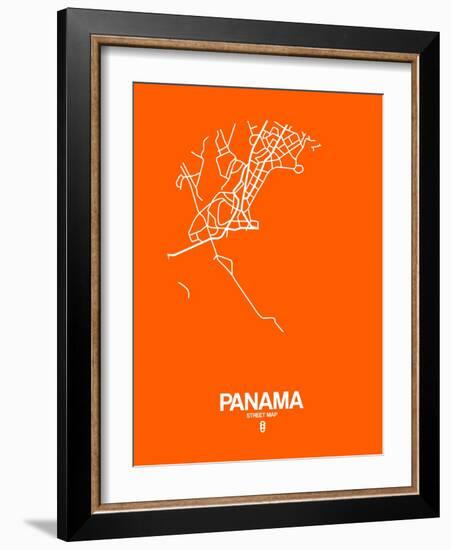 Panama Street Map Orange-NaxArt-Framed Premium Giclee Print