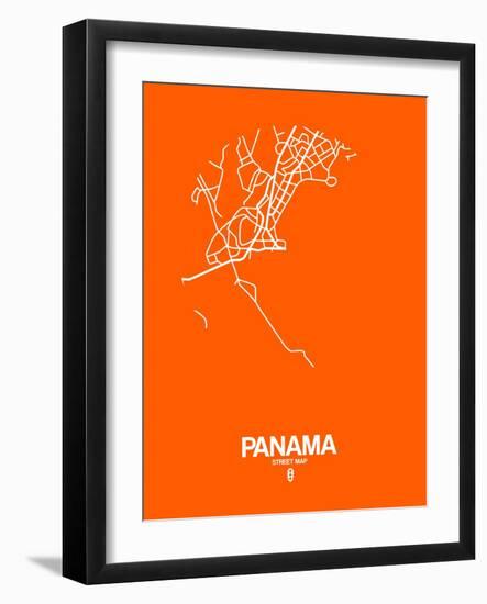 Panama Street Map Orange-NaxArt-Framed Premium Giclee Print