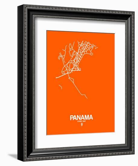 Panama Street Map Orange-NaxArt-Framed Premium Giclee Print