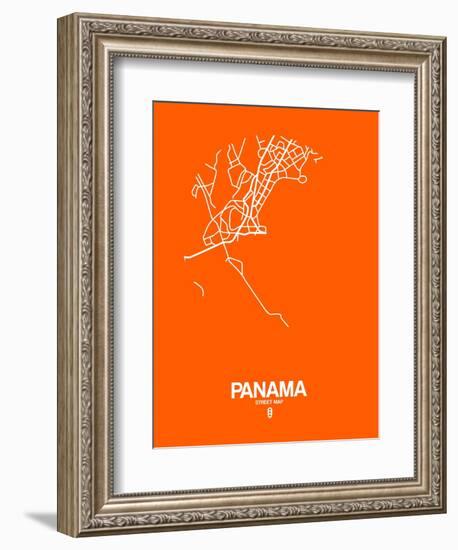 Panama Street Map Orange-NaxArt-Framed Art Print