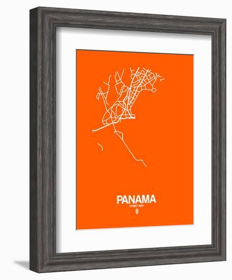 Panama Street Map Orange-NaxArt-Framed Art Print