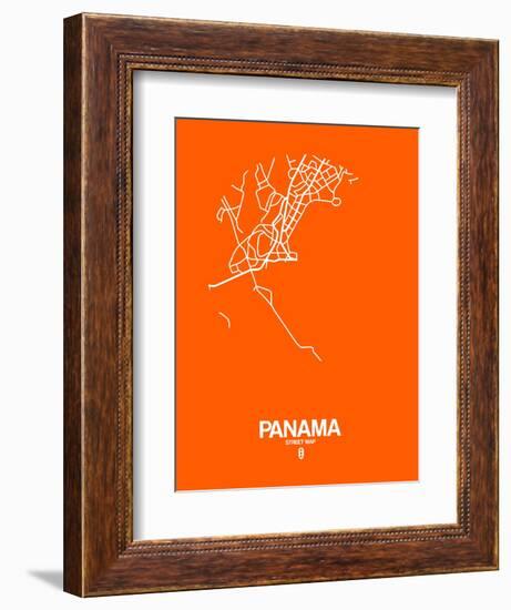 Panama Street Map Orange-NaxArt-Framed Art Print