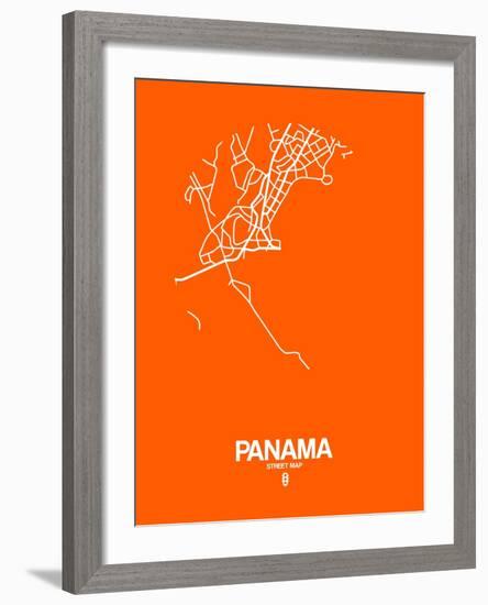 Panama Street Map Orange-NaxArt-Framed Art Print