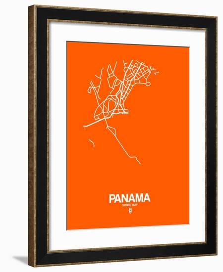 Panama Street Map Orange-NaxArt-Framed Art Print