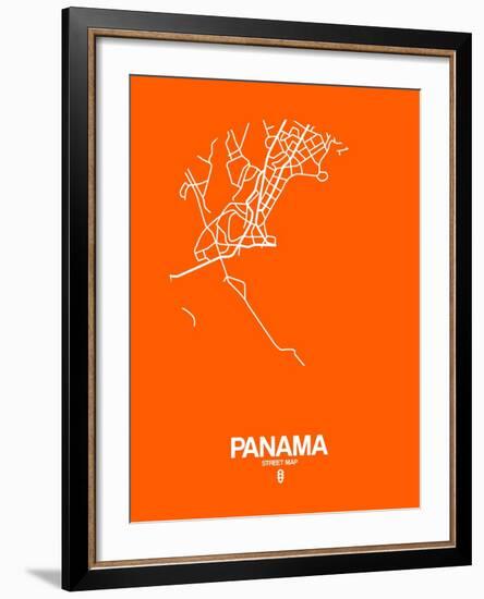 Panama Street Map Orange-NaxArt-Framed Art Print