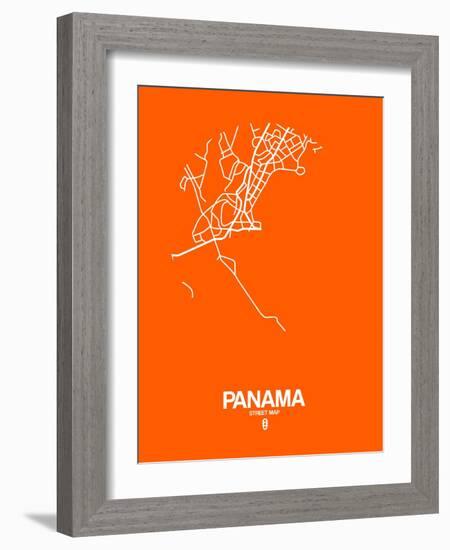 Panama Street Map Orange-NaxArt-Framed Art Print