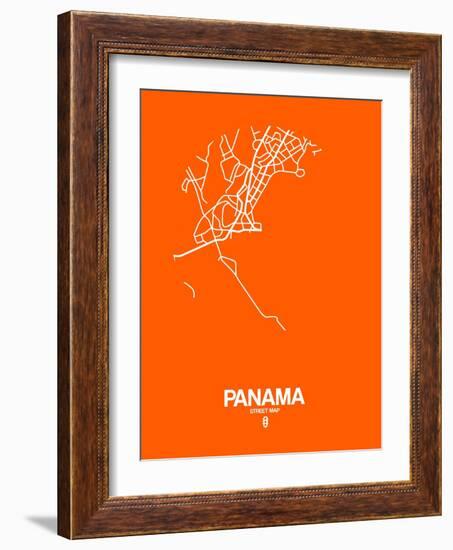 Panama Street Map Orange-NaxArt-Framed Art Print