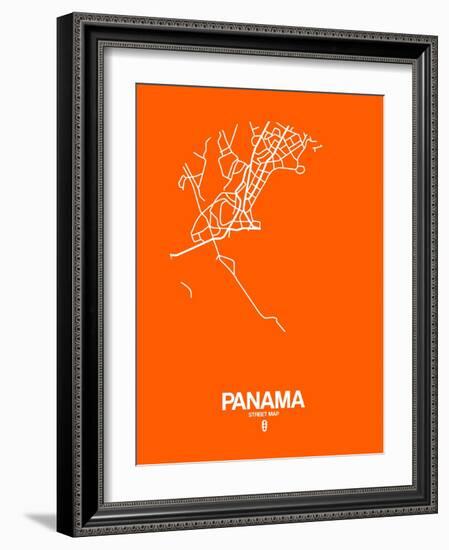 Panama Street Map Orange-NaxArt-Framed Art Print