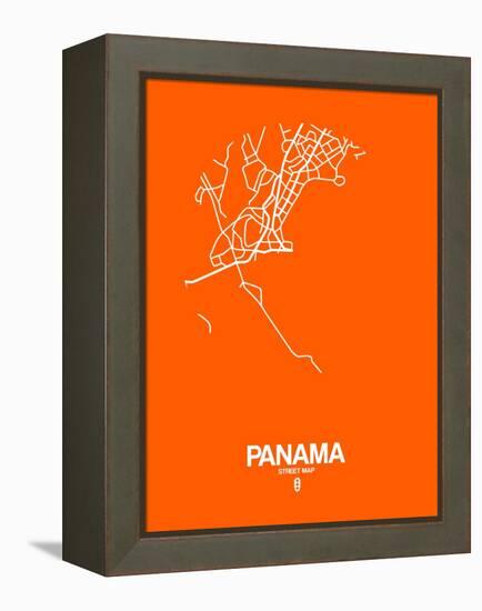 Panama Street Map Orange-NaxArt-Framed Stretched Canvas