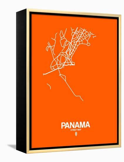 Panama Street Map Orange-NaxArt-Framed Stretched Canvas