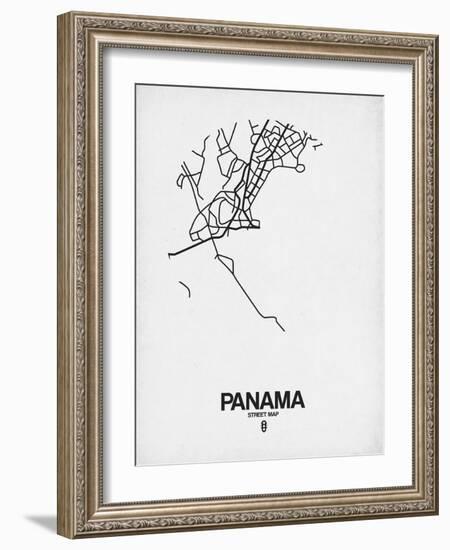 Panama Street Map White-NaxArt-Framed Art Print