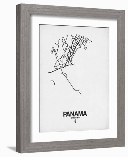 Panama Street Map White-NaxArt-Framed Art Print