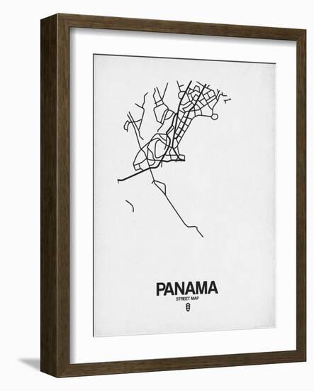 Panama Street Map White-NaxArt-Framed Art Print