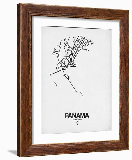 Panama Street Map White-NaxArt-Framed Art Print