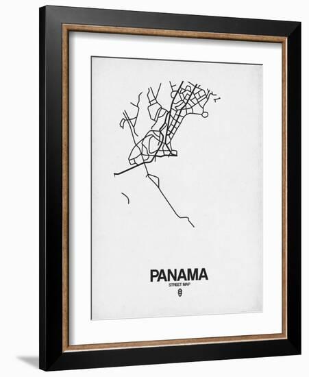 Panama Street Map White-NaxArt-Framed Art Print